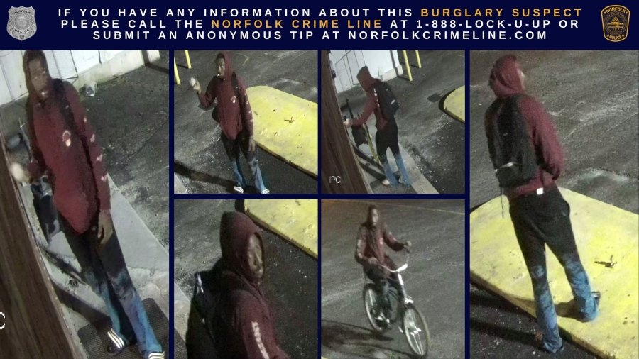 Police look for man in connection to burglary at Norfolk store