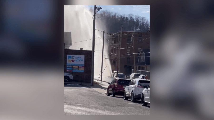 WATCH: Water line breaks, floods streets in Weston