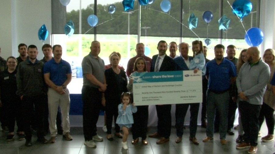Jenkins Subaru presents check to United Way of Harrison and Doddridge Counties