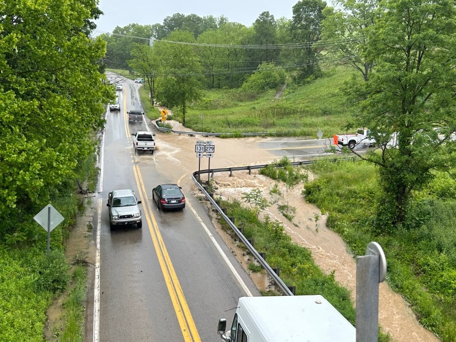 Roads closed during Flash Flood Warning in Harrison County