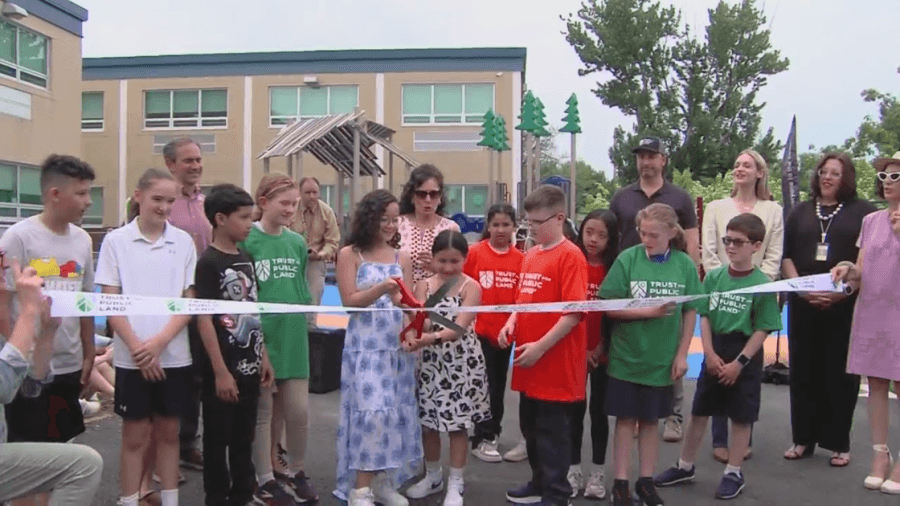 Cutting the ribbon for new Scranton playground