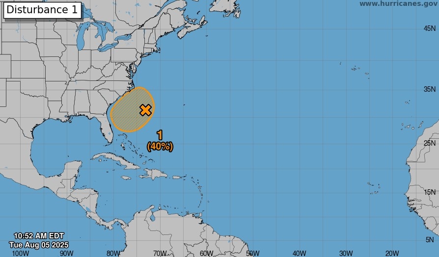 Tropical area of interest off Southeast coast has 40% chance of development; will bring rain to Grand Strand