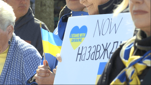‘Brave like Ukraine': Citizens, allies rally for nation in third year of war with Russia