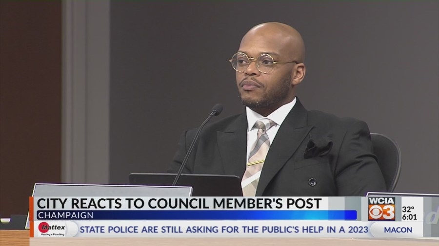 Champaign reacts to city council member's swastika post at Tuesday meeting