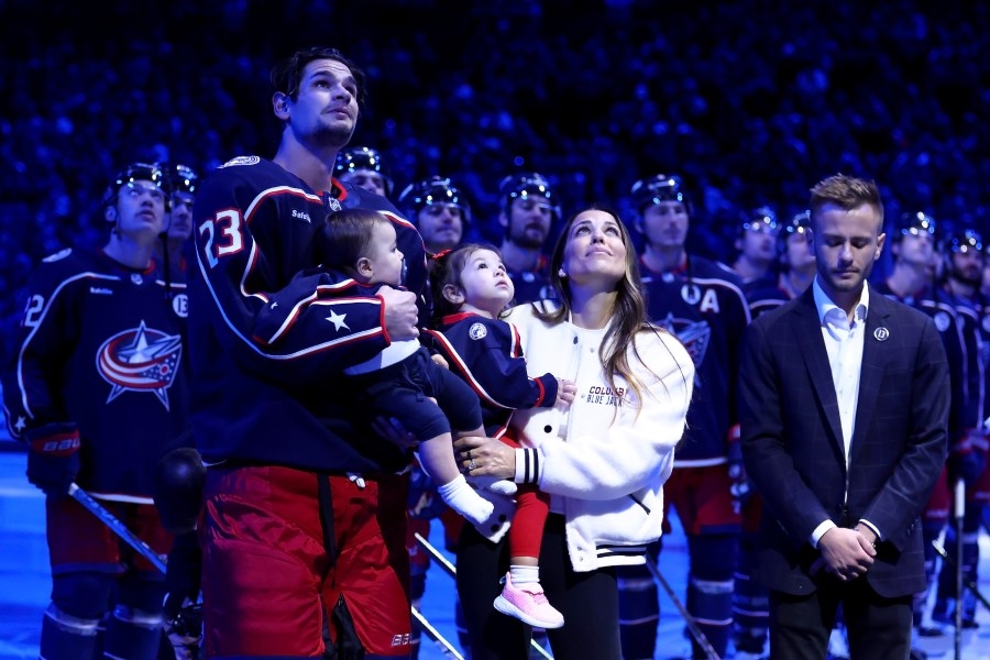 Blue Jackets' Sean Monahan surprised by Meredith Gaudreau with prestigious NHL award