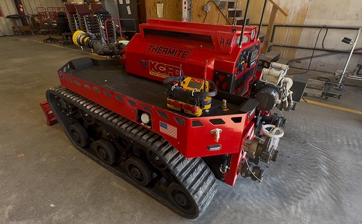 KCFD unveils new robot to help battle fire at recycling center over the weekend