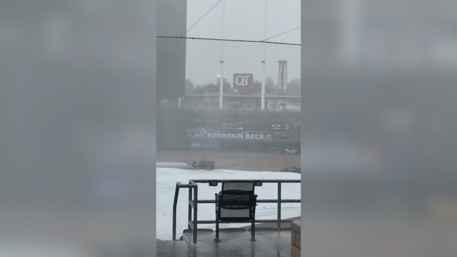 Video taken inside Kauffman Stadium during severe storms Tuesday