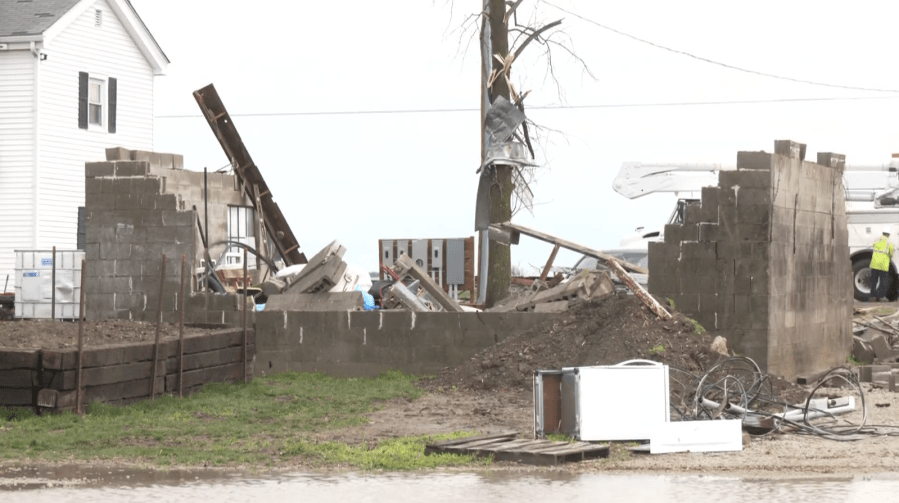 Garage destroyed in severe Saturday morning winds
