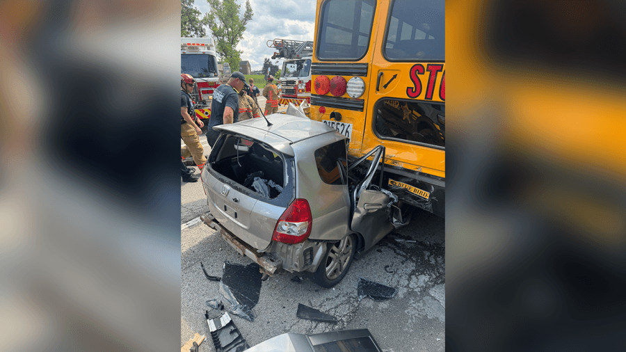 Car slams into Cincinnati school bus while fleeing police