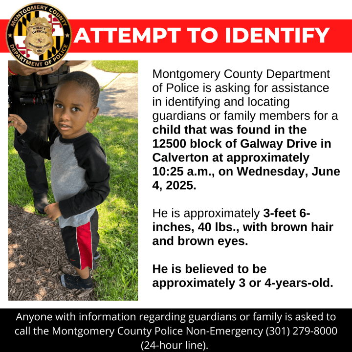 Montgomery County police search for toddler's parents