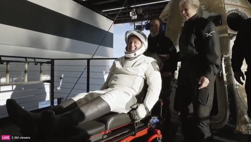 Astronauts back on Earth
