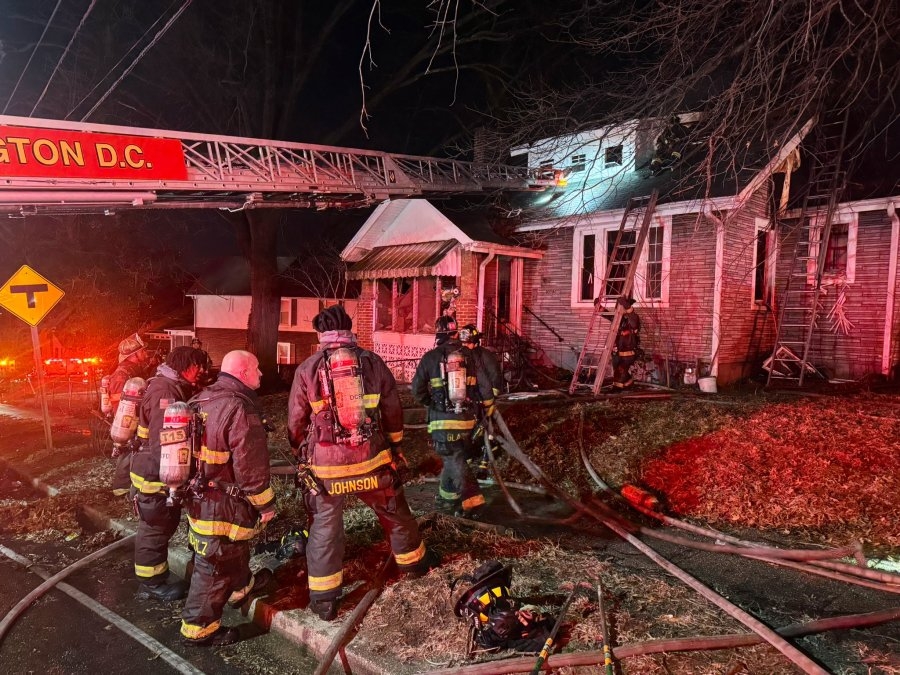 WATCH: Crews battle ‘heavy fire' at 2-story home in Northeast DC