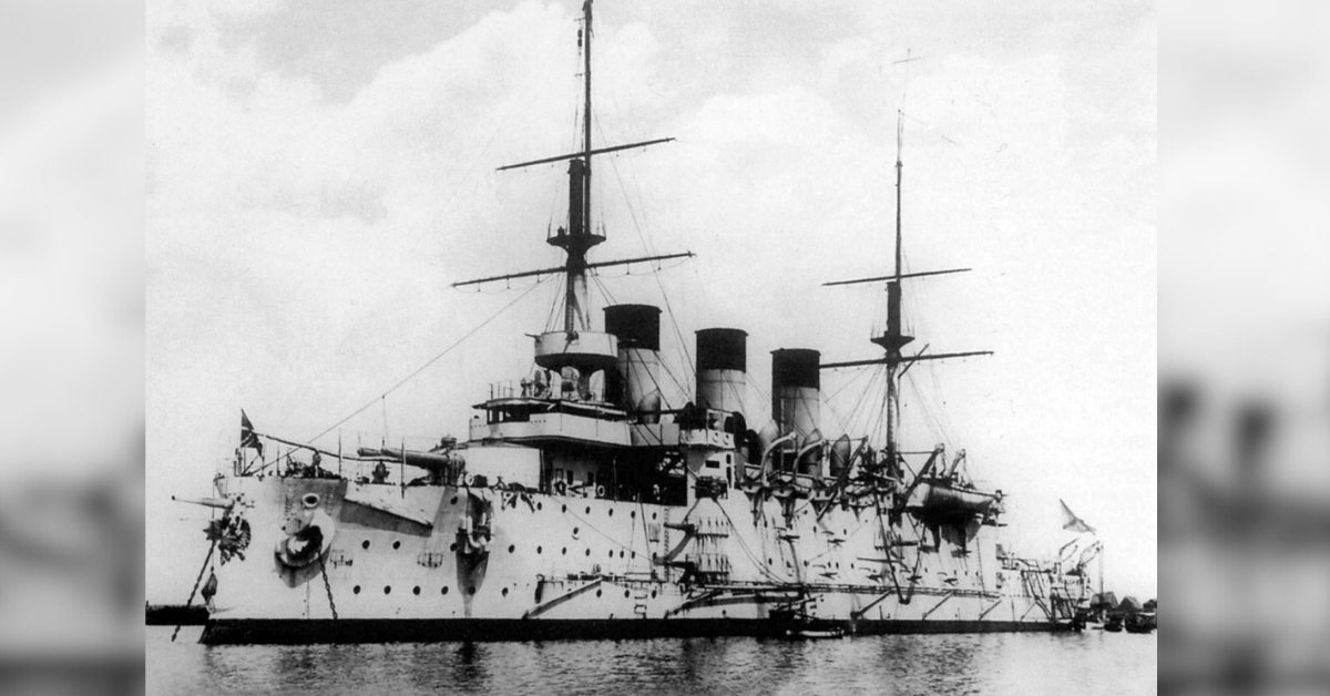 The first modern steel battleship to be sunk by gunfire was an Imperial Russian flagship