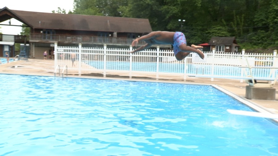Swimmers flock to Burdette Park pool's opening day despite cooler temperatures