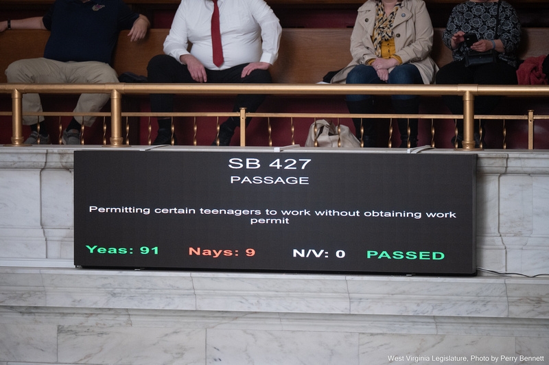 WV House passes bill exempting 14- and 15-year olds from work permit requirement