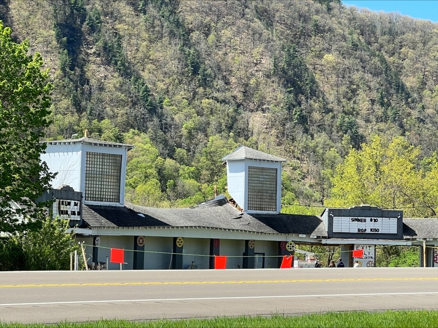Elmira Drive-in entrance screen topples after severe weather