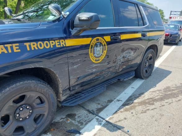 NYSP issues reminder after trooper's vehicle hit by passing car