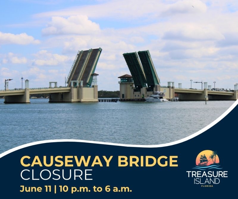 Treasure Island Causeway Bridge to temporarily close