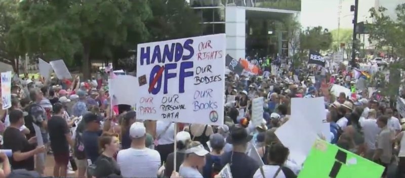 Demonstrators protest against President Trump and Elon Musk throughout Tampa Bay