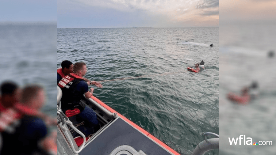 US Coast Guard rescue man after boat capsizes near Sunshine Skyway Bridge