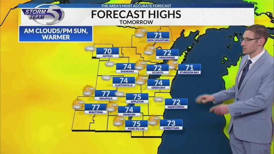 Early evening t-storm chance today, drier and warmer tomorrow