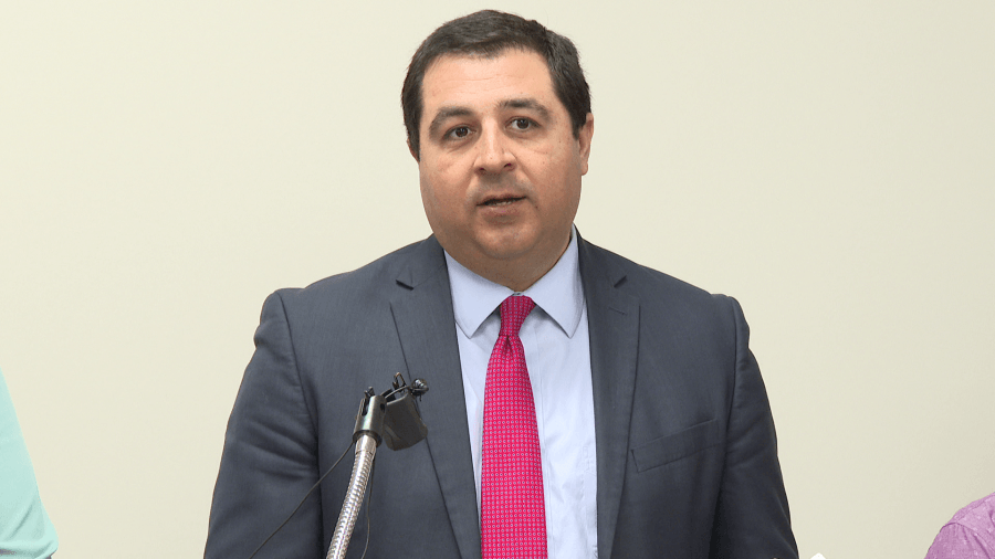 State Attorney General Josh Kaul discusses crime victim funding issues in Appleton