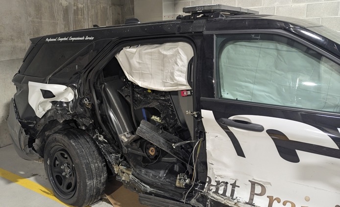 Wisconsin officer badly injured, squad car totaled in three-car collision, driver cited