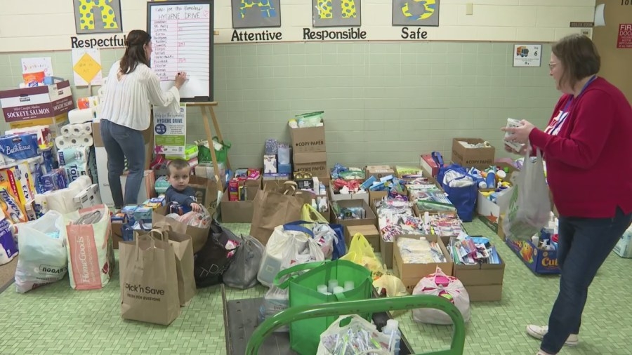 Green Bay elementary school students gathering items for ‘Help for the Homeless Drive'