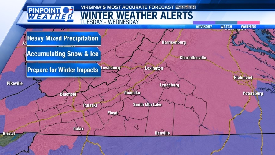 Pinpoint Weather: Winter weather likely through Wednesday