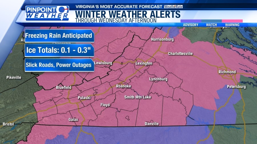 Pinpoint Weather: Freezing rain and rain Wednesday