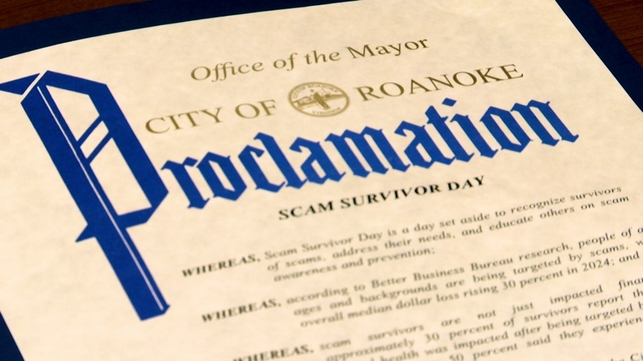 City of Roanoke, Better Business Bureau proclaim scam survivor awareness day