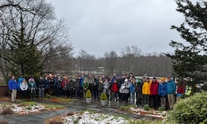 Members of the Scouting Boston Youth take part in the Concord 250 celebration