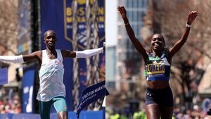 Sharon Lokedi breaks Boston Marathon course record. John Korir joins his brother as a Boston winner