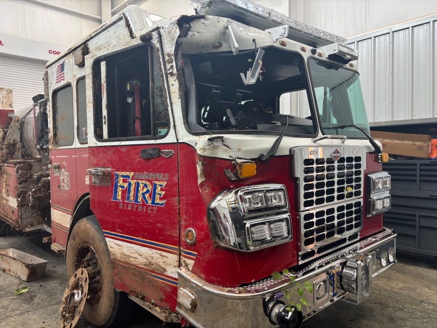 3 firefighters injured after truck overturns on Hamburg Mill Road in Summerfield, EMS says