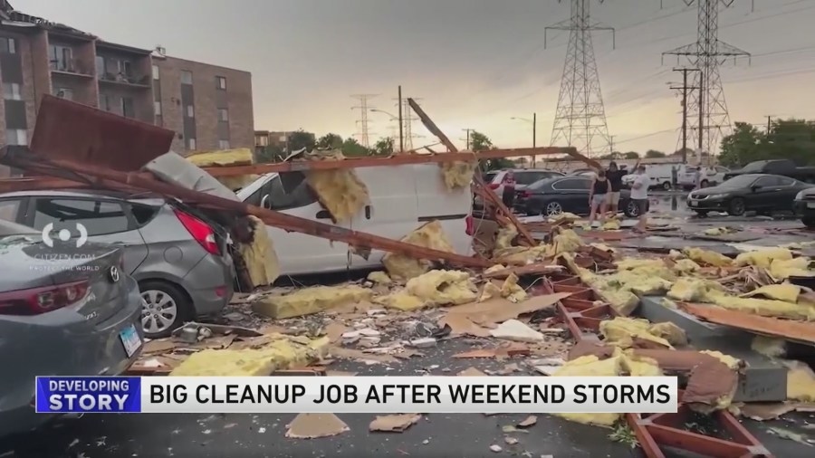Clean-up continues after strong weekend storms roll through Chicagoland, microburst confirmed in Mount Prospect