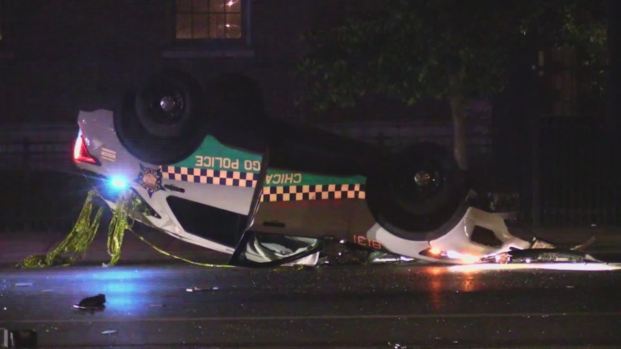 2 officers, 1 cyclist injured after rollover crash involving CPD squad car on West Side