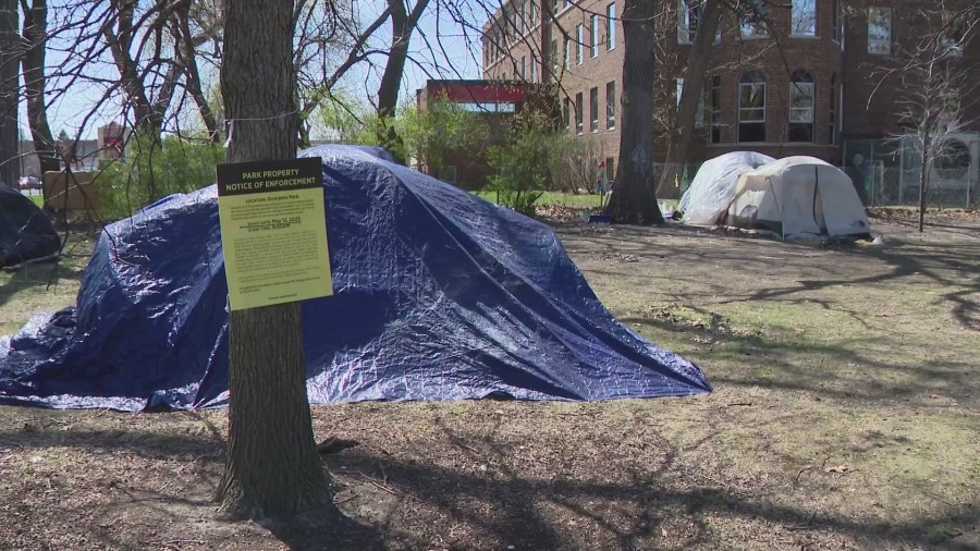Tents still in place at Gompers Park weeks after moving event began