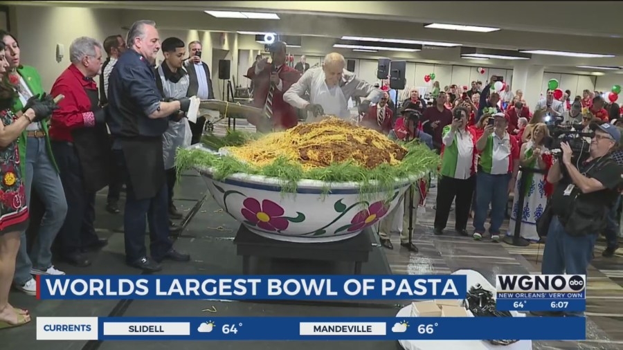 The world's largest bowl of pasta, near the French Quarter!