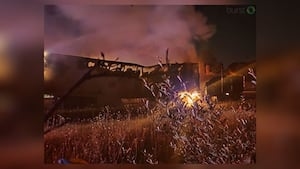 Semi carrying around 40K pounds of food items catches fire in Clark County