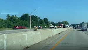 Pickup truck on road near Menards drives through field, goes airborne, crashes into 2 trucks on I-75