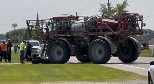 Motorcyclist flown to hospital after crash involving farm equipment