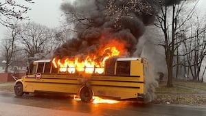 School bus catches fire while taking Ohio students to school