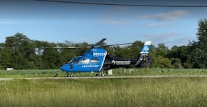 1 taken to hospital by Careflight after motorcycle crashes into house