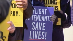 ‘Cannot wait anymore;' Flight attendants rally together, demanding better pay and schedules