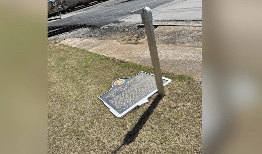 African American historical marker destroyed in Old Town Decatur