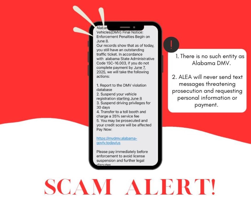 ALEA warns of scam pretending to be the ‘Alabama DMV'