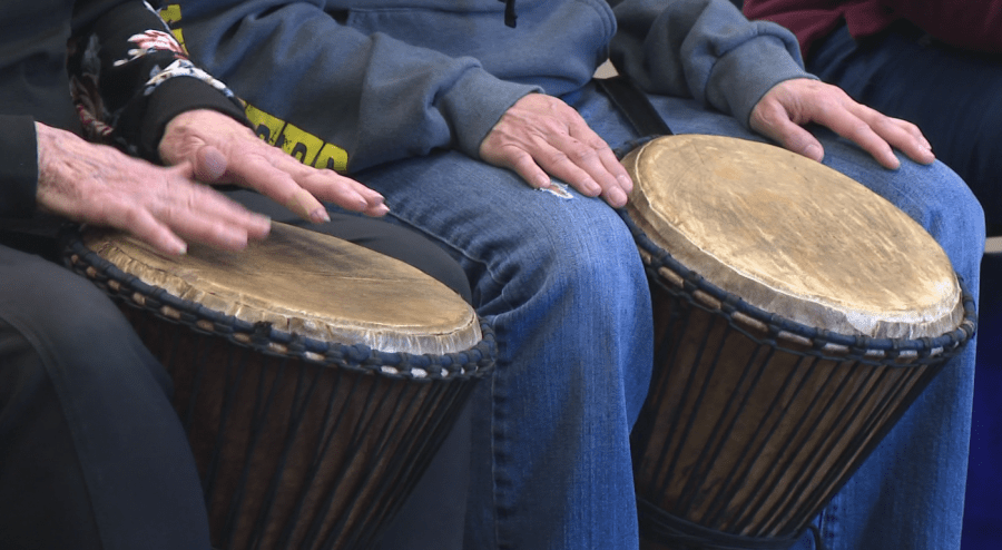 West African village drumming brings dozens to Waukee library