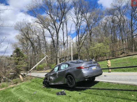 Vehicle trapped in power lines closes York County road
