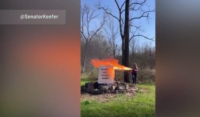 Pennsylvania lawmaker uses flamethrower on Shapiro's 'fantasy budget' after arson attack