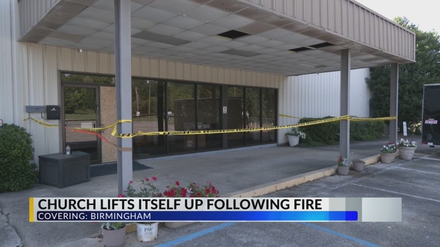 Solid Rock Church holds services morning after fire damages building